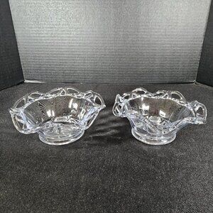 Imperial Glass Crochet Crystal Candle Holder Pair C 1935 1950 Tapers/Pillars